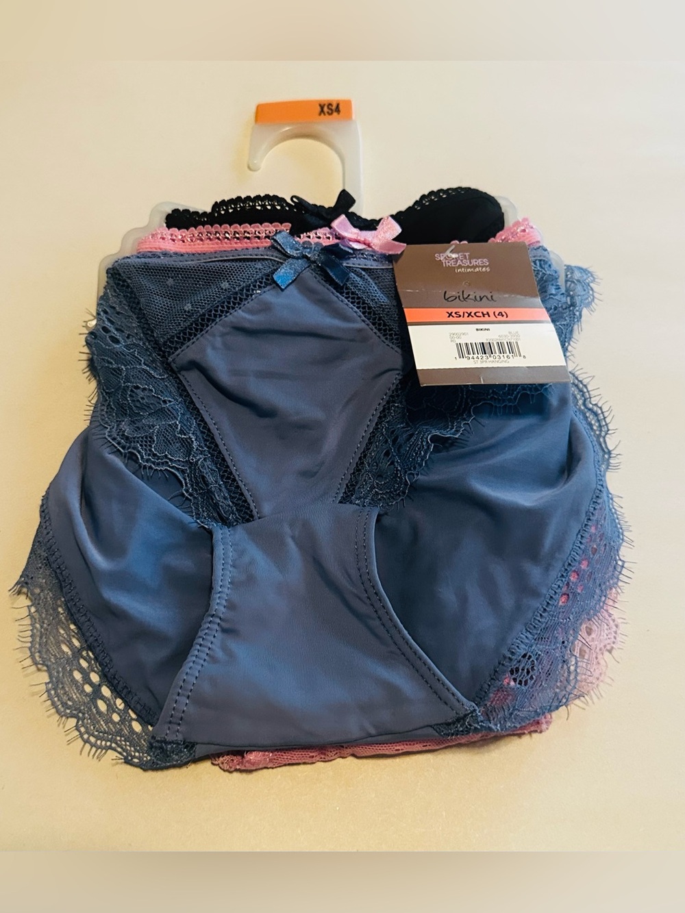 Secret Treasures Lace-Trim Bikini Panties - Blue & Pink